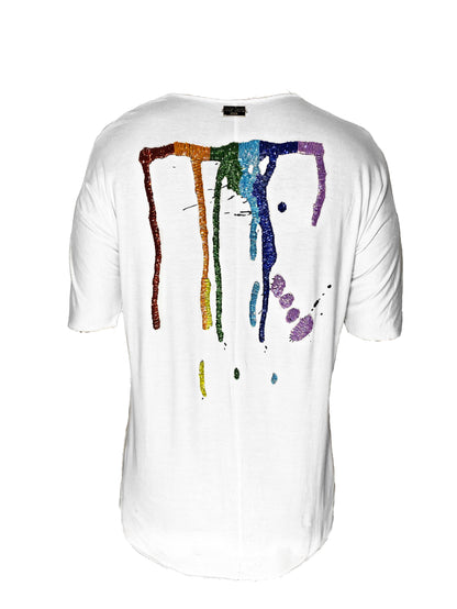 Splash T-shirt White Rainbow