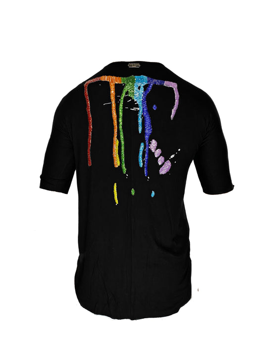 Splash T-shirt Black Rainbow